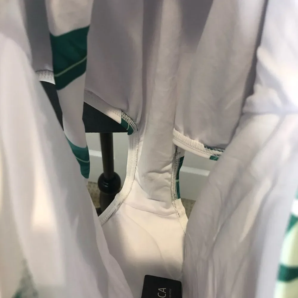 NWT Zeraca green white halter swim suit - Picture 7 of 8